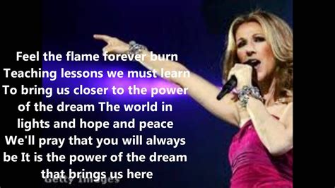 celine power of the dream|power of the dream meaning.